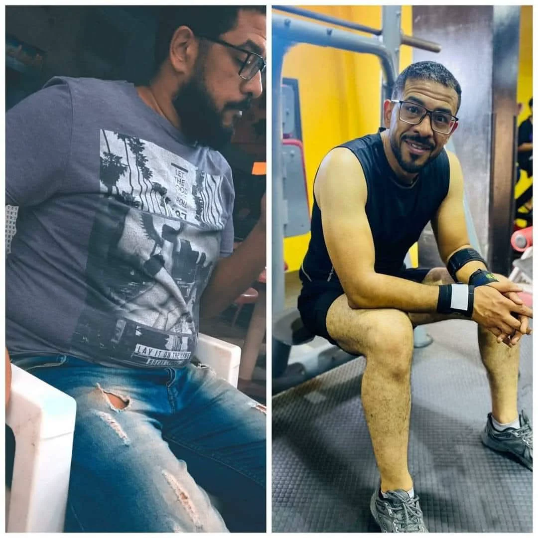 مقارنة صورتين بوضع الجلوس من رحلة التدريب