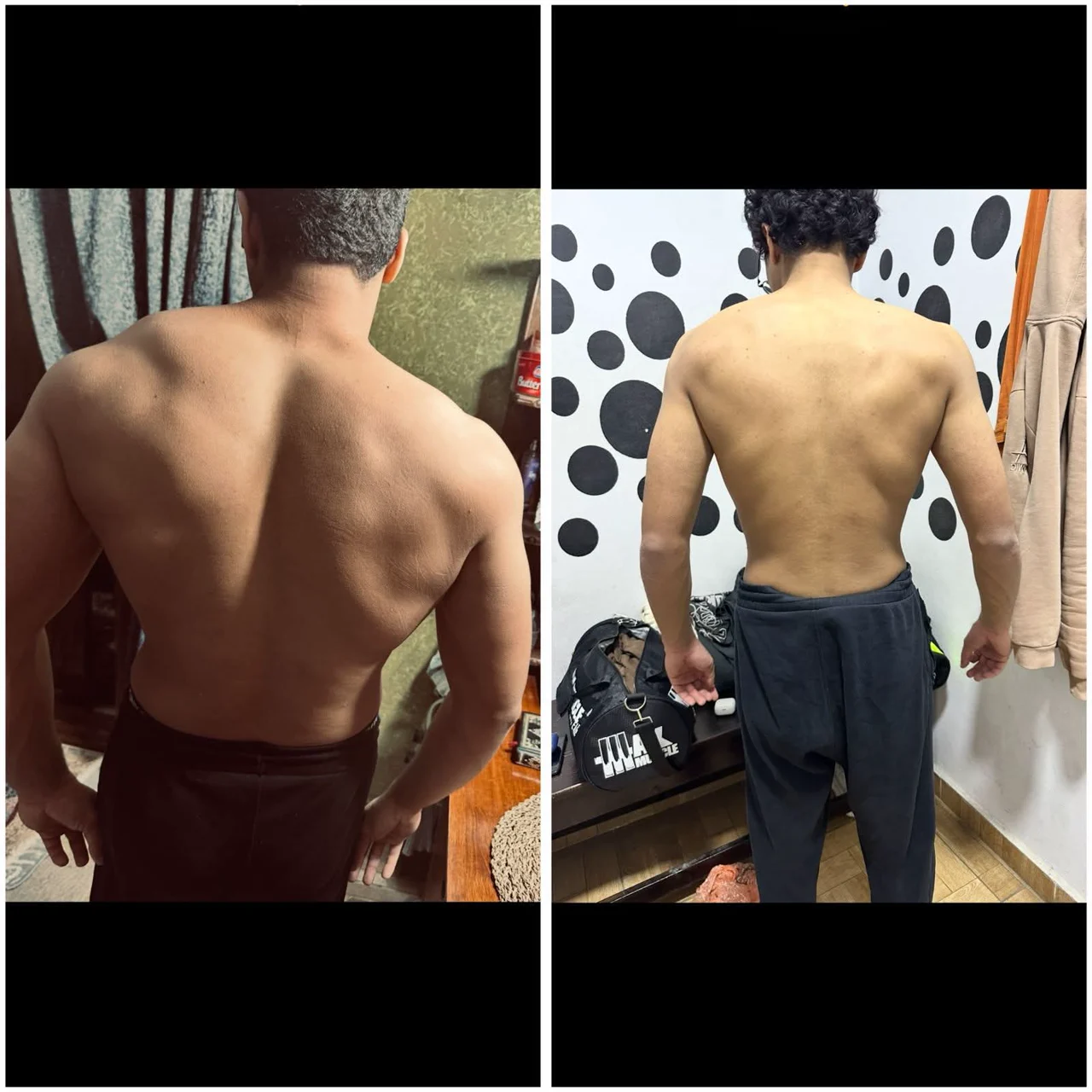 مقارنة صورتين للظهر من مراحل التدريب